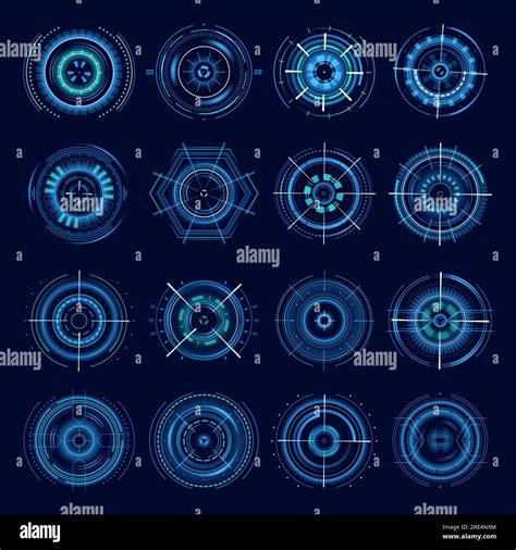 Futuristic military aims, vector optical aiming sci-fi spaceship ...