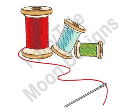 Thread & Needle Machine Embroidery Design, Sewing Thread Embroidery ...