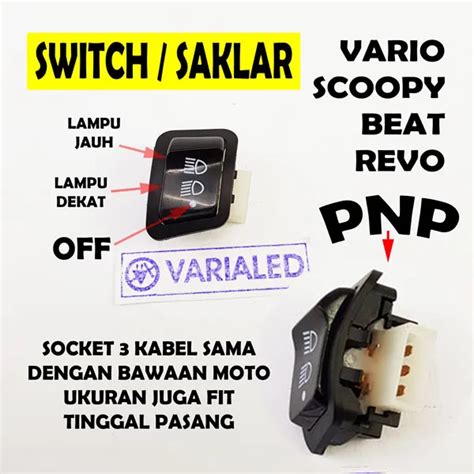 Switch Tombol Saklar Lampu Dim Pnp On Off Dekat Jauh Beat Fi Pop Vario Fi 125 150 Led Scoopy