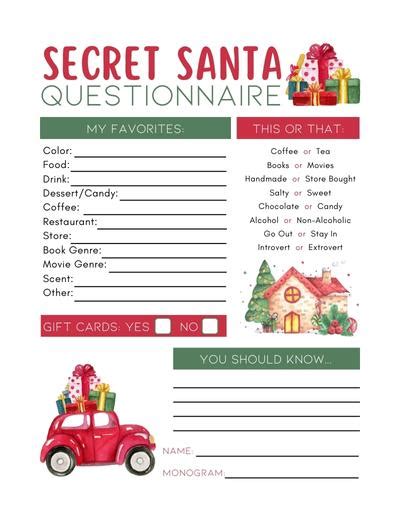 Free Printable Secret Santa Questionnaires