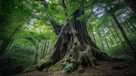 An Image Of The Japanese Countryside With Green Forests Background