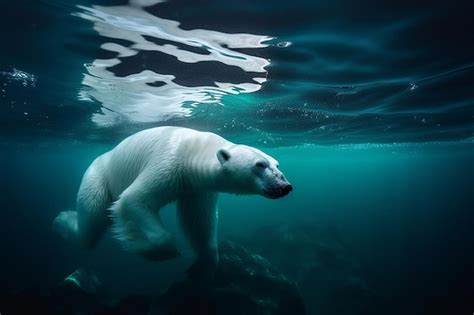 Premium Photo Arctic Majesty Massive Polar Bear Swimming In The Arctic