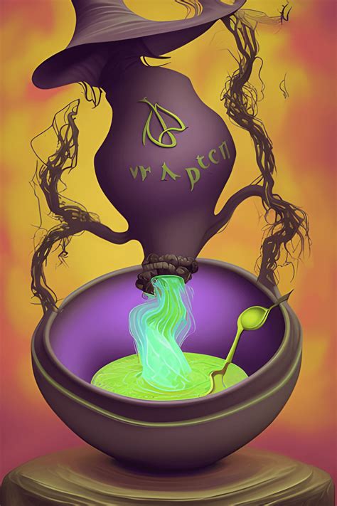 Witchs Potion Illustrate a Witch Brewing a Magical Potion in · Creative Fabrica