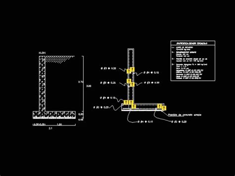 Muro De Contenci N De Concreto Armado En Dwg Kb Librer A Cad