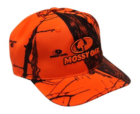 Mossy Oak Blaze Orange Camo Cap D Logo Cap Hat Precurved Visor Mid