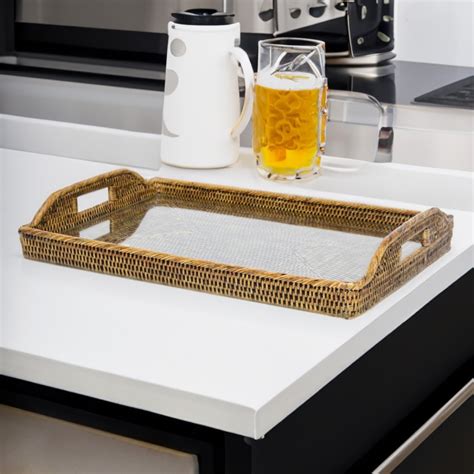 Rattan Island Rattan Morning Tray With Glass Insert Medium Direct