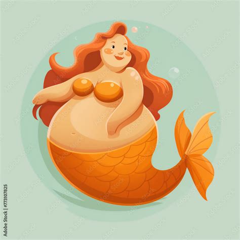 Plus Size Mermaid With Red Hair And An Orange Tail Promoting Body Positivity Underwater