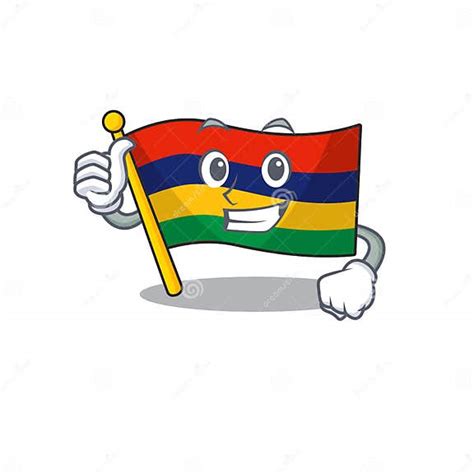 Thumbs Up Flag Mauritius Hoisted Above Cartoon Pole Stock Vector Illustration Of Hand Cute