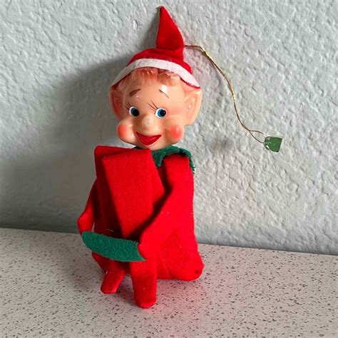 Vintage Japan Pixie Elf Bendable Knee Hugger Figurine Christmas