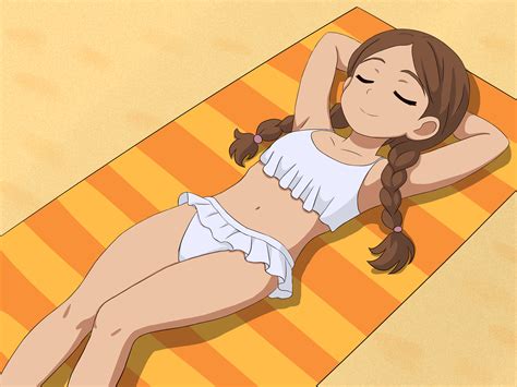 Kingo Original Highres 1girl Beach Beach Towel Bikini Braid Brown Hair Closed Eyes