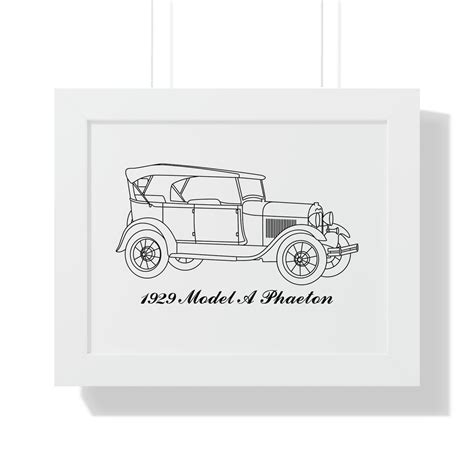 1929 Ford Model A Phaeton Framed Drawing Model A T Shirts And More