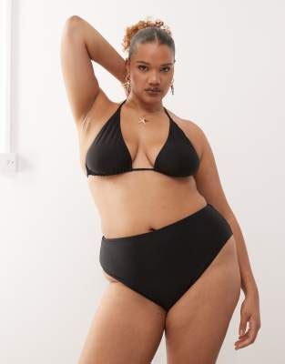 COLLUSION Curve Bas de bikini à taille haute à assortir Noir ASOS