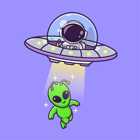 Premium Vector Cute Astronaut Catching Alien With Ufo Cartoon Vector