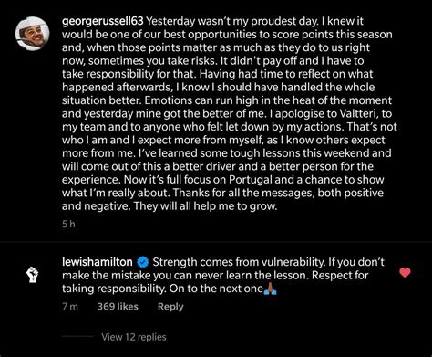 Lewis Hamilton S Comment On George Russell S Apology Scrolller