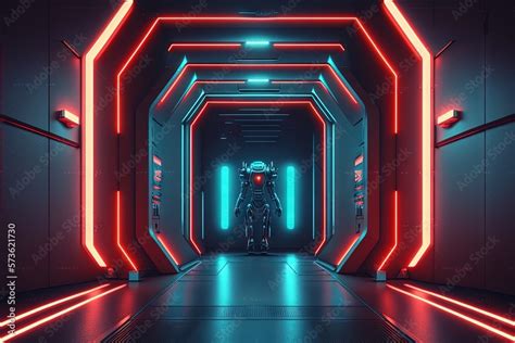 Cyber Sci Fi Futuristic Neon Laser Electric Hall Glo Ai Generated Art