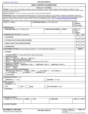 Fillable Online Dd Form Initial Custody Classification Fax