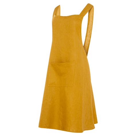 Lightweight Linen Pinafore Apron Mustard