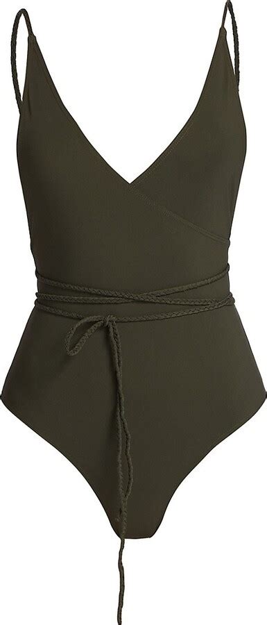 Totême V Neck Wrap One Piece Swimsuit Shopstyle