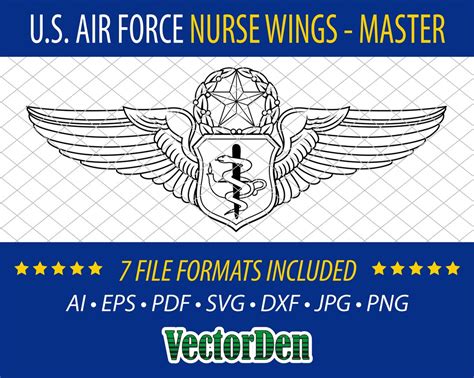 Us Air Force Flight Nurse Wings Master Vector Insignia Etsy