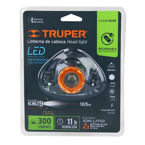 Linterna De Minero 1 LED 300 Lm Recargable Truper Linternas De Cabeza