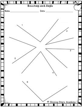 Geometry Find the bisecting Angles Worksheet Math problems | TPT