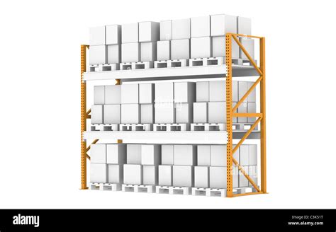 Warehouse Shelves . Pallet Rack, Full. Isolated on white. Part of ...