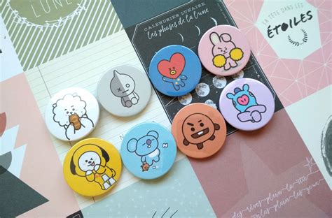 BT21 Pins Button Pins Badges Kpop Pins Kpop Kpop Accessories