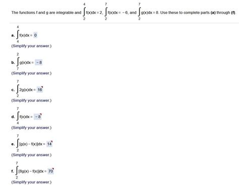 Solved 4 7 The Functions Fand G Are Integrable And [ F X Dx