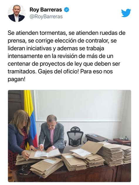 Roy Barreras Hizo Un Curioso Balance De Sus Primeros 15 Días Como