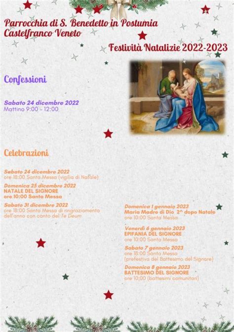 Orari celebrazioni Festività Natale 2022 chiesacastelfranco it