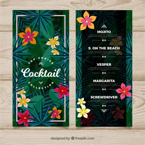 Free Vector Hand Drawn Cocktail Menu Template