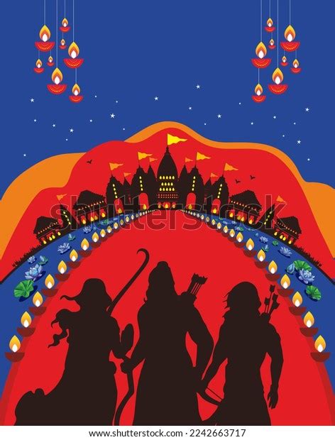 Diwali Lord Rama Returning Ayodhya Stock Illustration 2242663717