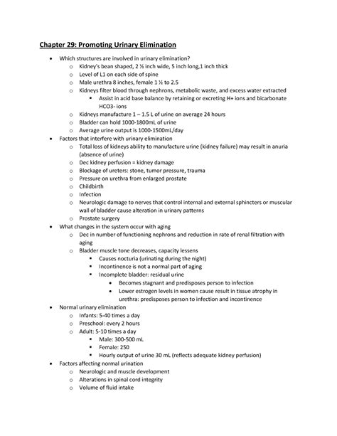 Ch Urinary Elimination Chapter Promoting Urinary Elimination