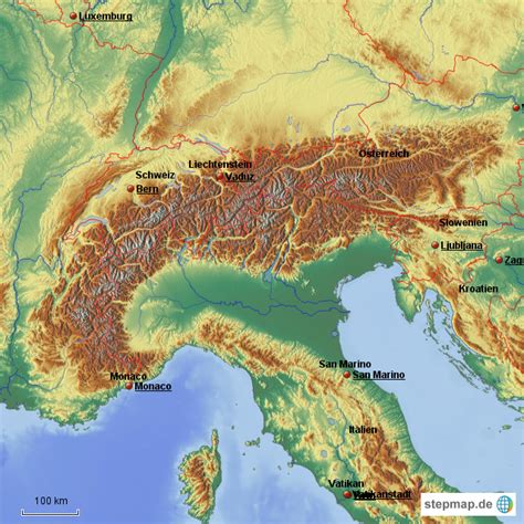 Stepmap Alpen Landkarte F R Europa