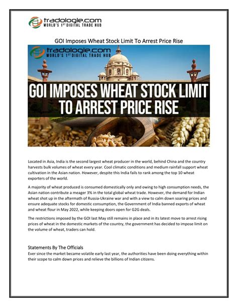 PPT GOI Imposes Wheat Stock Limit To Arrest Price Rise PowerPoint