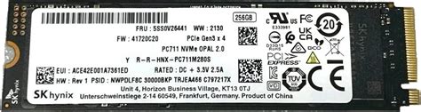 SK HYNIX 256GB M.2 PCIe NVME Solid State Drive SSD 2280 M Key