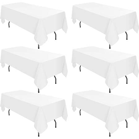 Lot De 6 Nappes Rectangulaires Blanches En Polyester 153 X 320 Cm