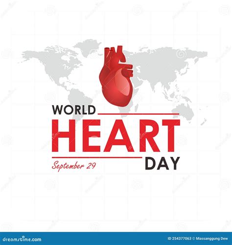 World Heart Day Concept Heart Vector Illustration With World Map On