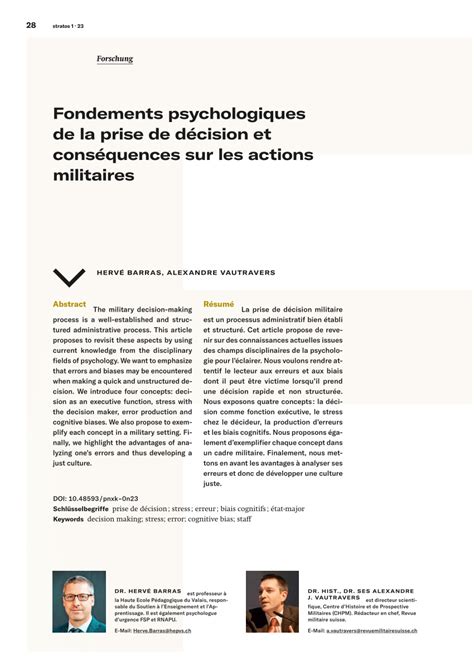 Pdf Fondements Psychologiques De La Prise De D Cision Et Cons Quences