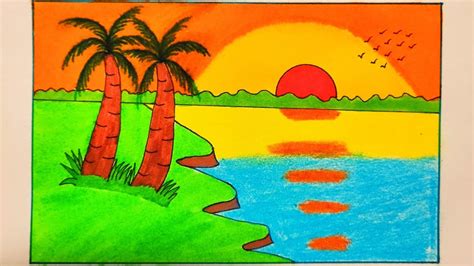 How To Draw Sunset Scenery With Doms Brush Pen Step By Step Scenery