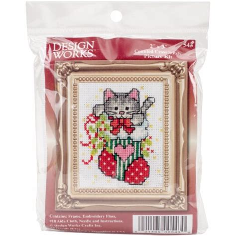 Design Works Counted Cross Stitch Kit X Stocking Cat W Frame Mini