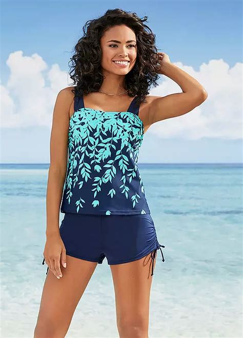 Blue Floral Print Tankini Set By Bpc Bonprix Collection Swimwear