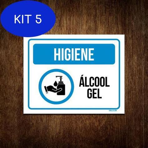 Kit Placa Higiene Lcool Gel Preven O Sinalizo Placa De