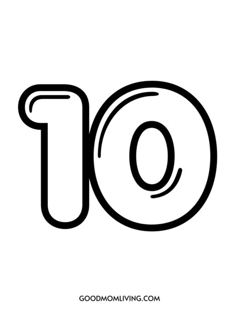 Bubble Number 10 Printable (Free 10 Bubble Number) - Good Mom Living