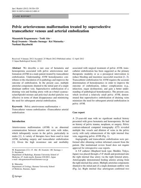 Pdf Pelvic Arteriovenous Malformation Treated By Superselective