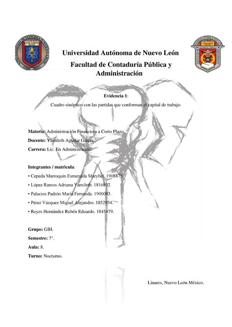 11 Cuadro Sinóptico Con Las Partidas Universidad Autónoma De Nuevo León Facultad De