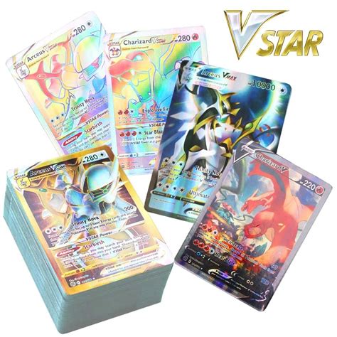 Holographic Pokemon Cards Vstar Vmax Gx In English Letter With Rainbow Arceus Shiny Charizard