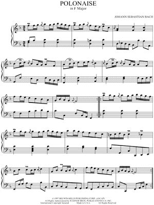 Free Sheet Music Bach Johann Sebastian Bwv Anh B Polonaise