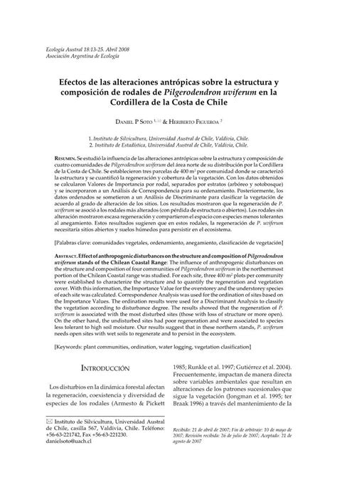 Efectos De Las Alteraciones Antr Picas Sobre La Estructura Y