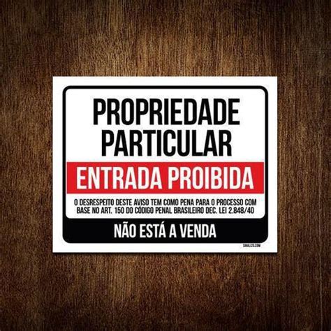 Kit 3 Placas Propriedade Particular Não Está A Venda Preto Sinalizo